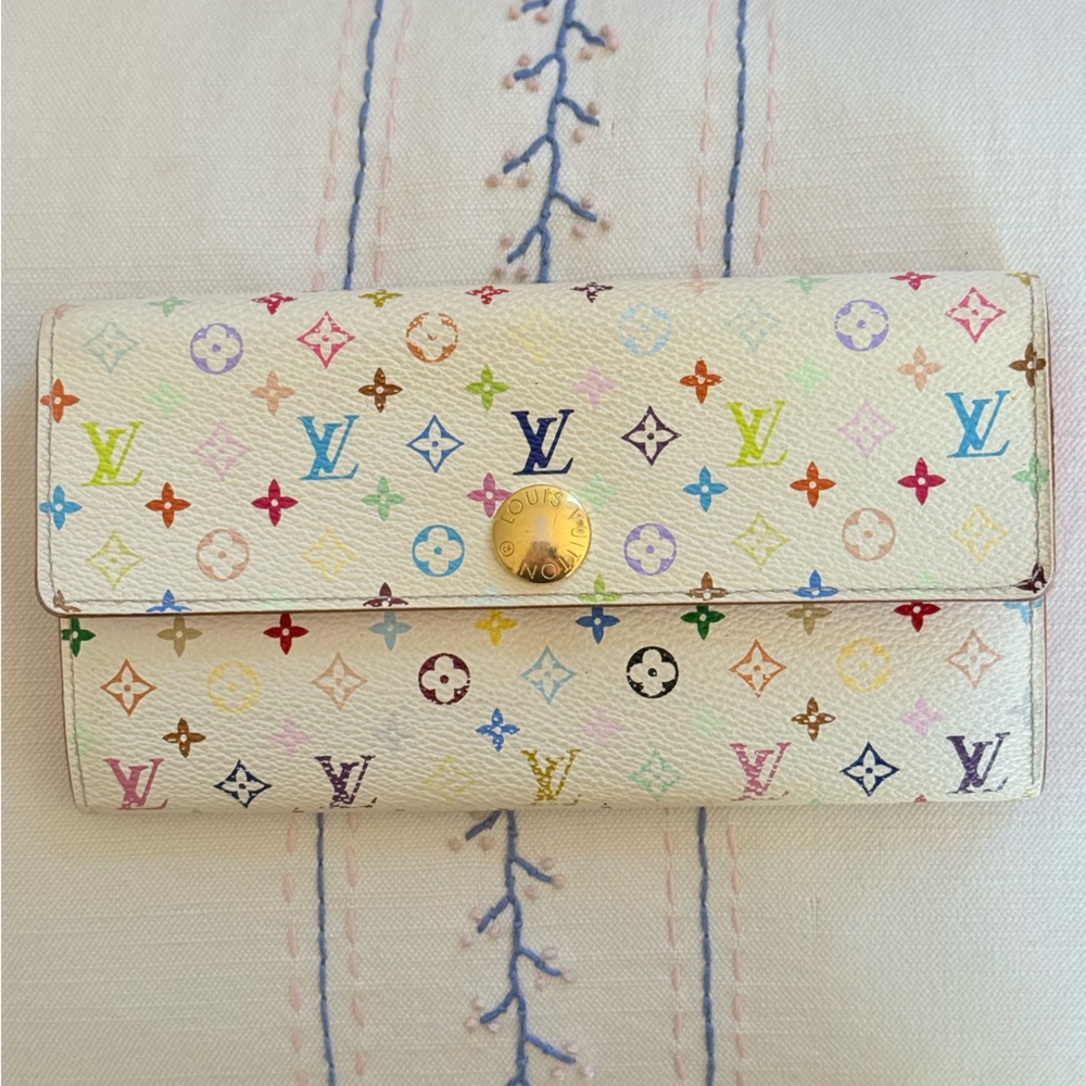 Louis Vuitton Multicolor Monogram Wallet with Gold Button